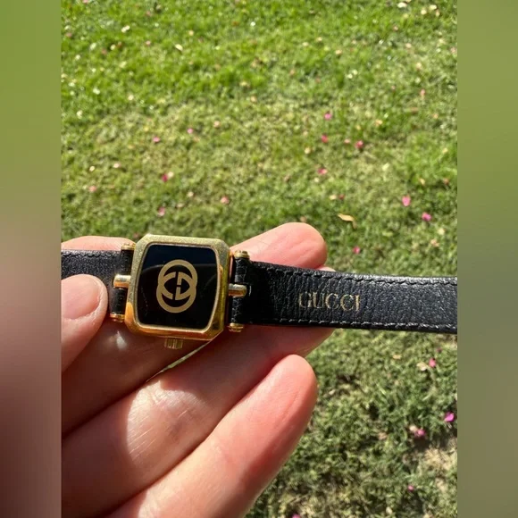 Gucci Vintage Black and Gold Petite Swiss Made Quartz Square Stack Tank Watch Vintage Gucci Tank Watch - Etsy main image 3